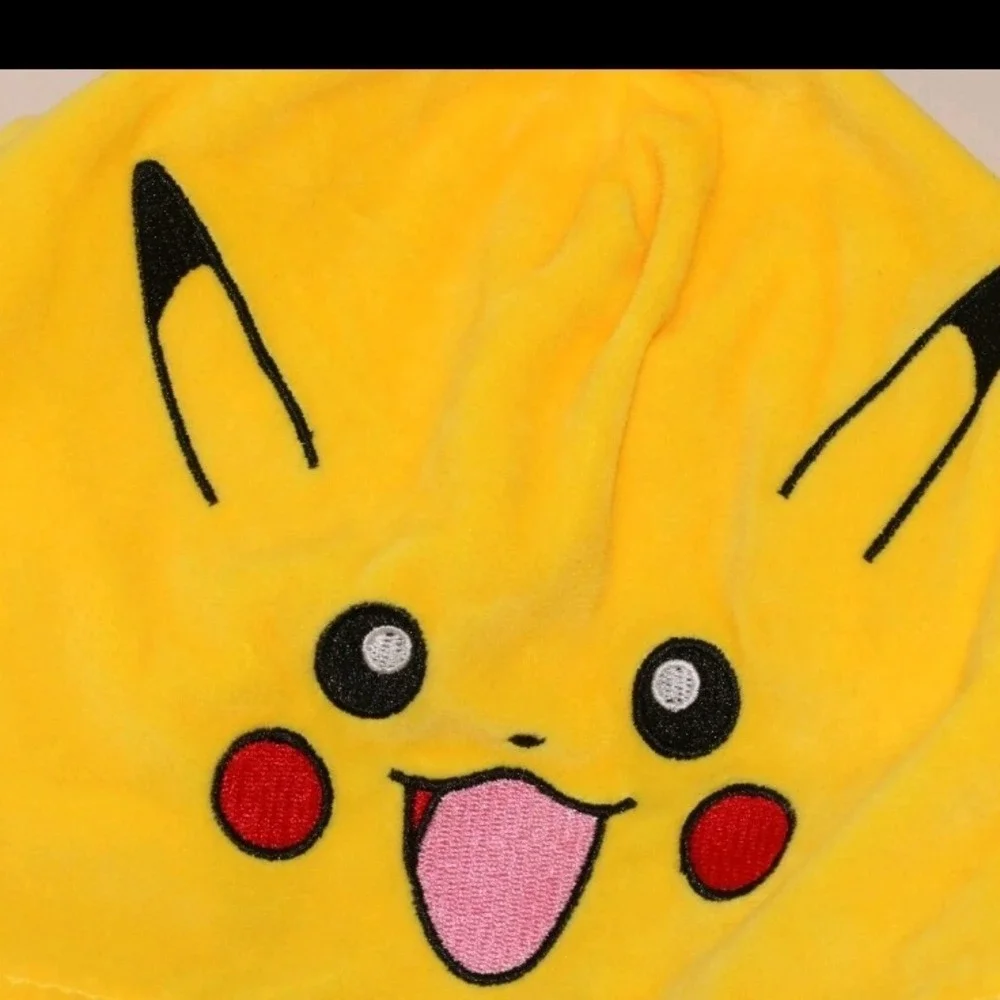 Pokemon Pikachu Hooded Neck Pillow 90sYellow Plush Travel Support Pokeball Logo - Picture 9 of 10